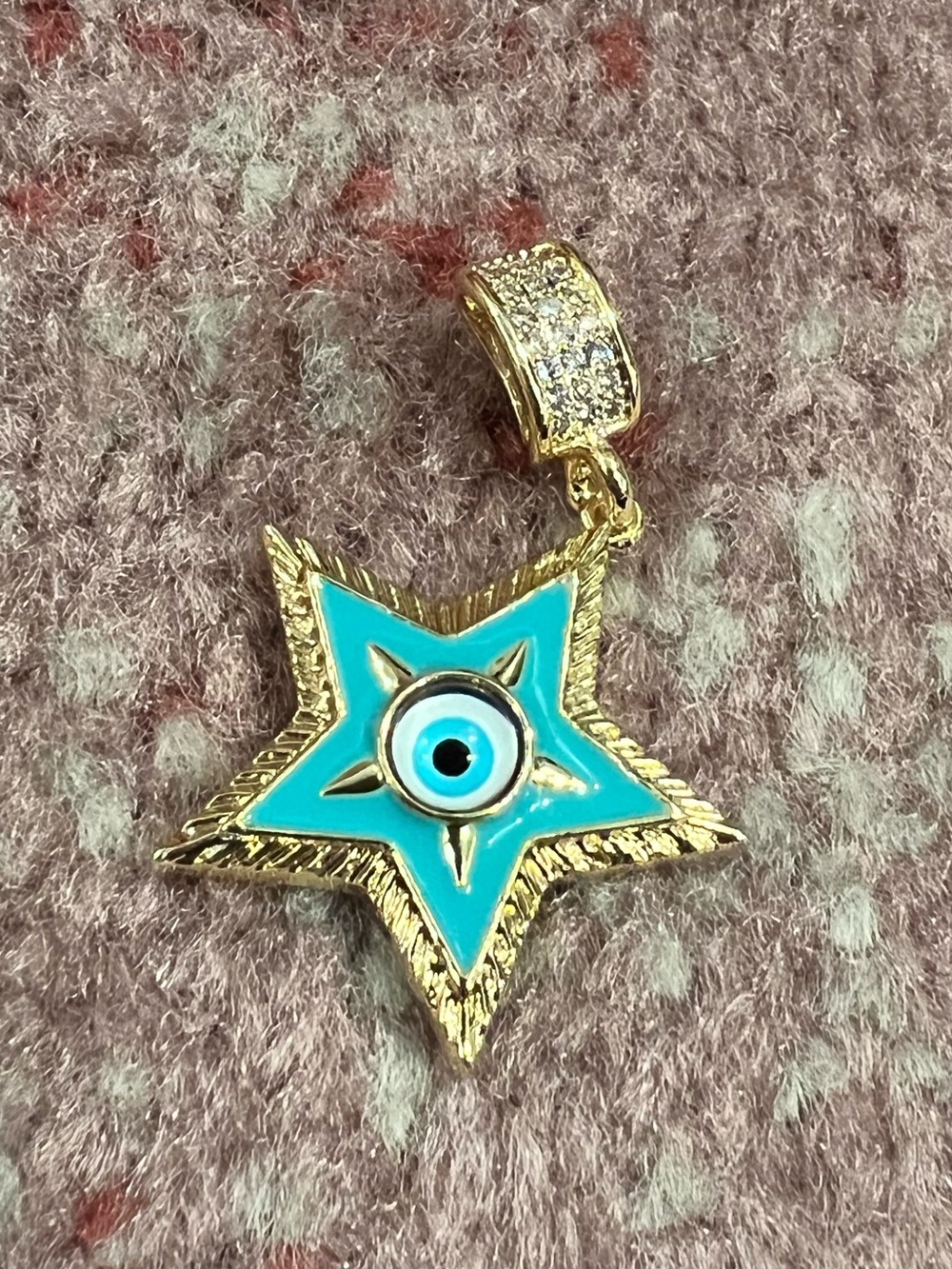 Gold Star Pendant with Turquoise Enamel